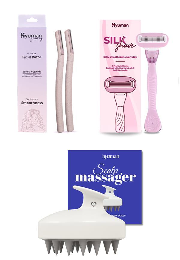 Face Razor + SilkShave Razor + Scalp Massager