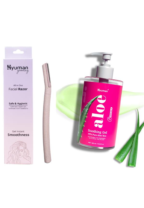 Grooming Combo – Face Razors + Aloe Vera Gel