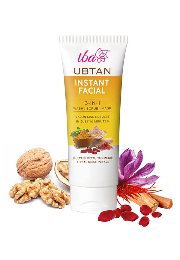 Ubtan Instant Facial 3 IN 1 Wash, Scrub & Mask For all Skin Type with Multani Mitti, Turmeric