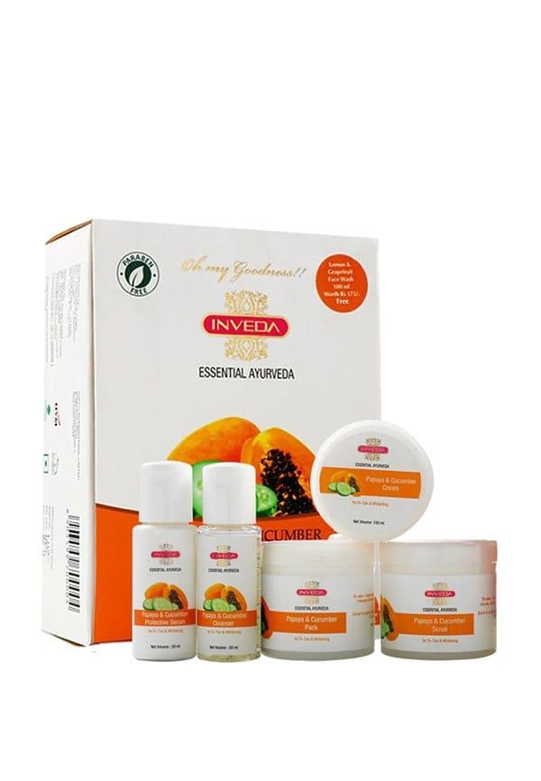De-Tan & Whitening Facial Kit with Papaya & Cucumber