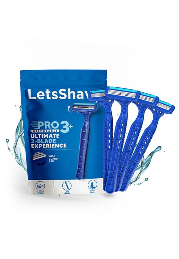 LetsShave Pro 3 Plus Disposable Shaving Razors for Men