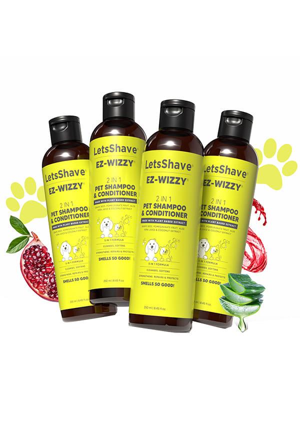 LetsShave EZ-WIZZY 2 in 1 Pet Shampoo for Dogs (1000ml), Enriched with Pomegranate & Aloe Vera Juice, Puppy Safe Formula, Shampoo & Conditioner for D