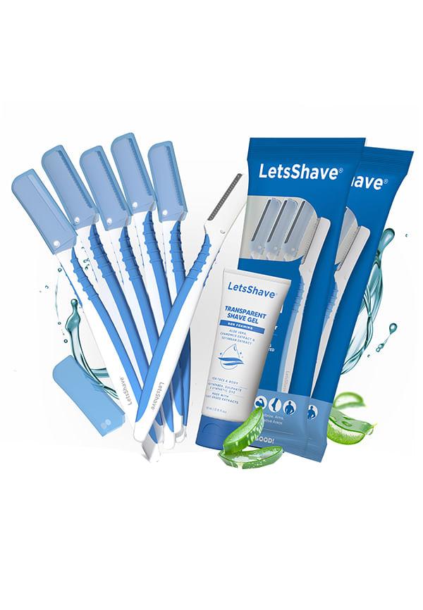 LetsShave Pro Styler for Men Beard, Reusable, Pack of 6, +1 Transparent Shave Gel 15ml, Beard Shaper, Multi Grooming, Face Razor for Men, Beard Pen S