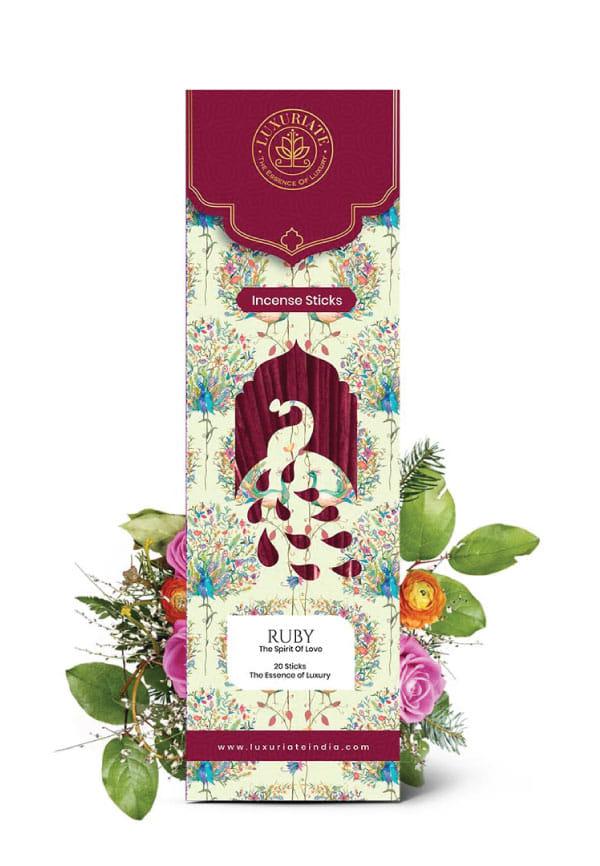 Ruby Incense Stick Ayurvedic, Organic, Natural and Non-Toxic Incense Sticks-(Contains 20 Incense Sticks)
