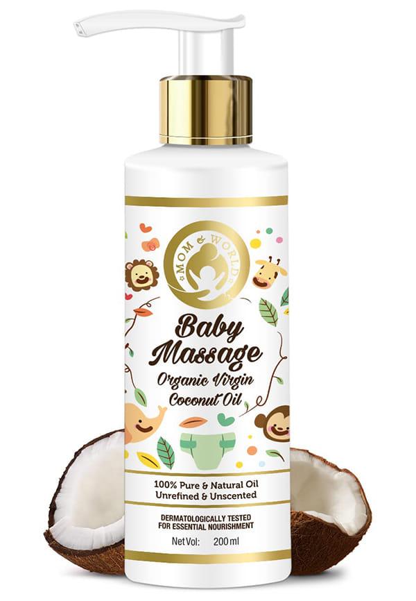 Baby Massage Pure Organic Virgin Coconut Oil Cold Pressed| Hypoallergenic & Dermatologically Tested, No Mineral Oil, 200 ml