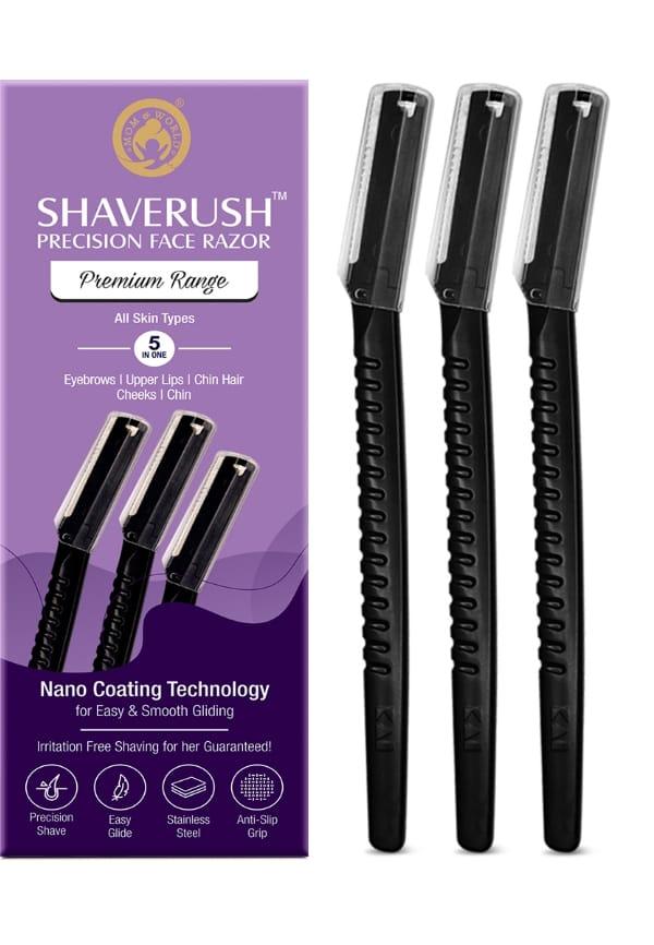 ShaveRush Women Precision Face Razors, For Instant Hair Removal with Nano Coating Technology, 5 IN 1 - Eyebrows, Upper Lip, Chin, Sideburns, Bikini L