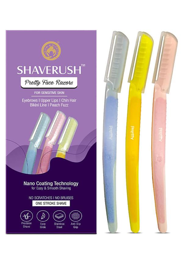 ShaveRush Women Pretty Face Razors For Ultra Sensitive Skin with Nano Coating Technology, 5 IN 1 - Eyebrows, Upper Lip, Chin, Bikini Line, Peach Fuzz
