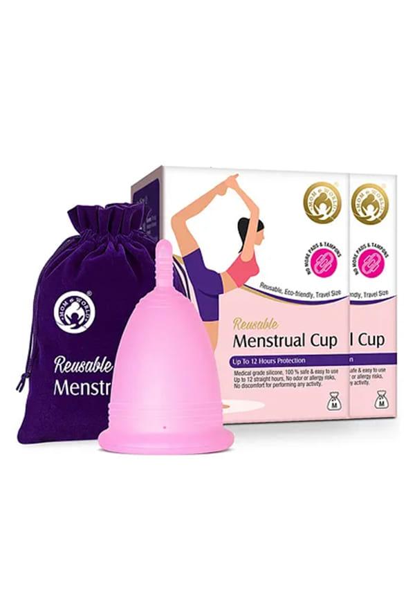 Reusable Menstrual Cup For Women, 100% Medical Grade Silicone, Odor and Rash Free, No leakage (Medium) - Pack of 2