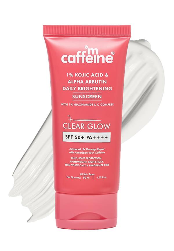 CLEAR GLOW 1% Kojic Acid, Alpha Arbutin Daily Brightening Sunscreen|SPF 50 PA++++ Non Greasy