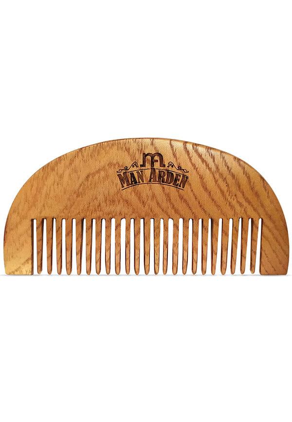 Pure Neem Wooden Pocket Size Beard Comb with Premium Faux Leather Pouch