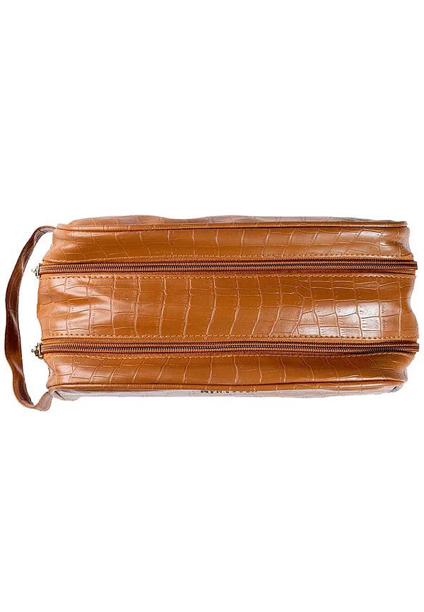 "The Regal Tan" PVC Leather Toiletry Bag / Shaving Kit Pouch for Men (Tan)