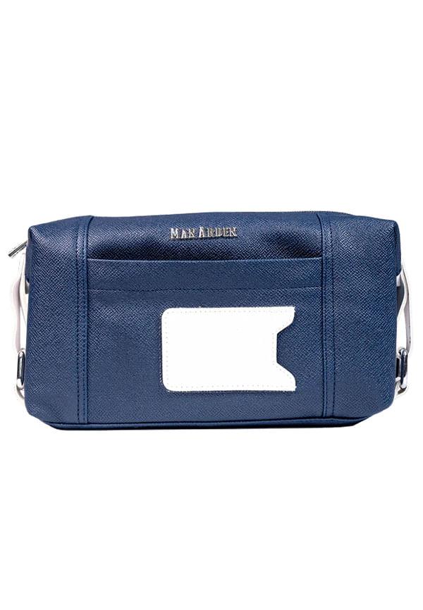 "The Beau Blue" PVC Leather Toiletry Bag / Shaving Kit Pouch for Men (Blue)