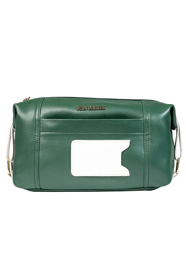 "The Royal Emerald " PVC Leather Toiletry Bag / Shaving Kit Pouch for Men (Green)