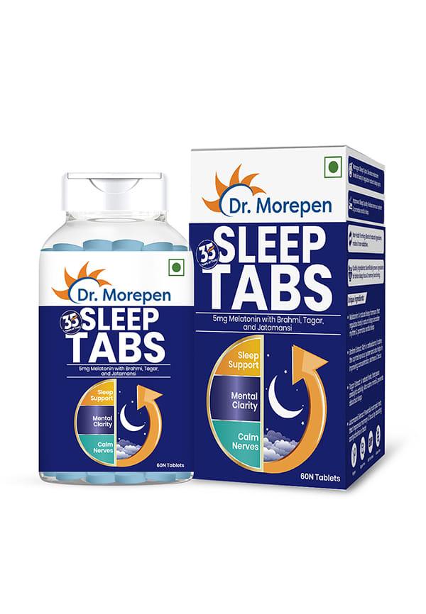 Sleep Tabs with 5mg melatonin, Brahmi, Tagar & Jatamansi, Sleeping Tablets for Stress Free Sleep & Calmness - 60 Tablets