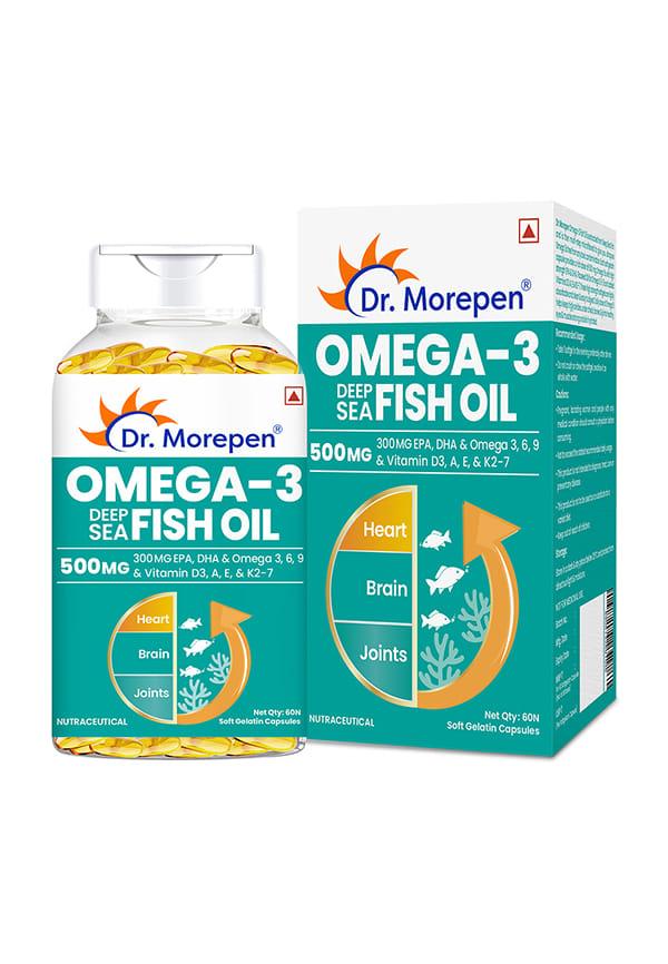 Omega 3 Deep Sea Fish Oil for Healthy Heart, Brain & Joints, 500mg - 60 Softgels