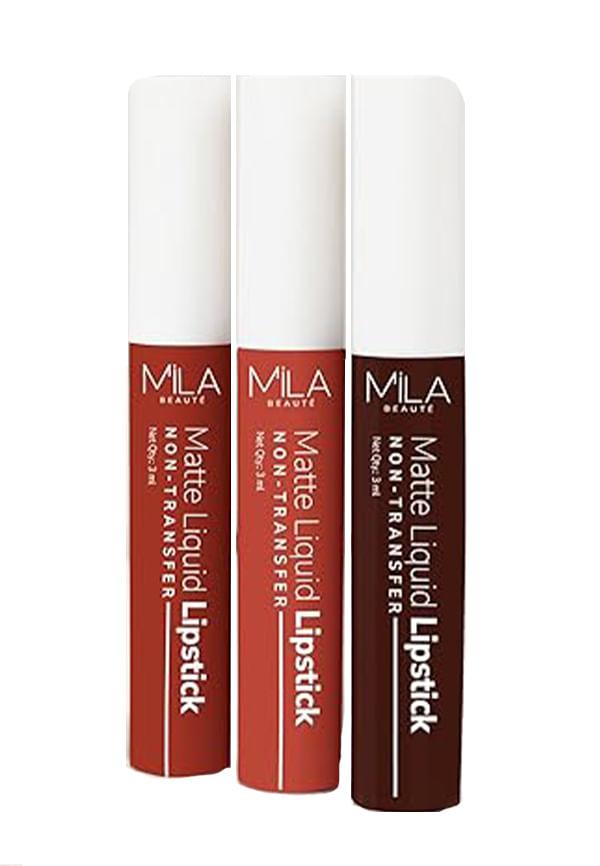 Non-Transfer Matte Liquid Lipstick Set of Three, Pinks