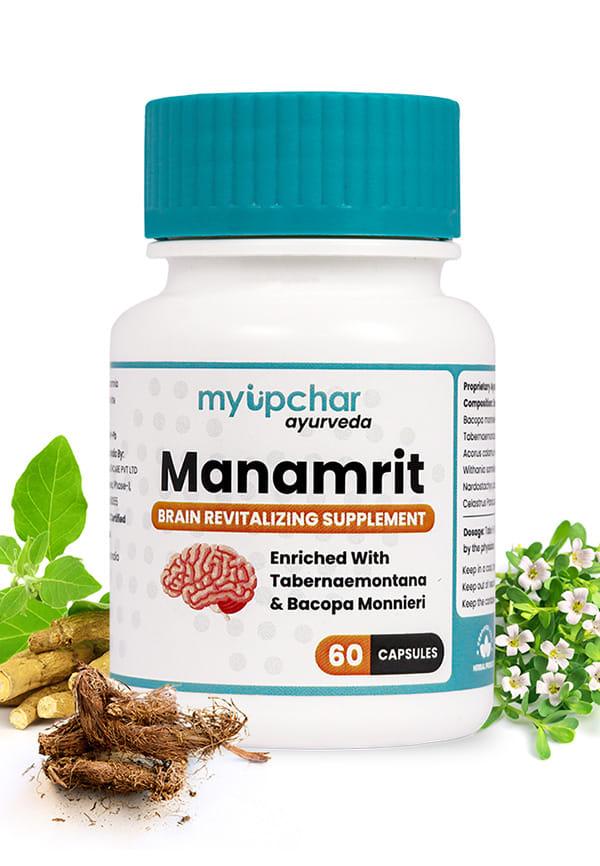 Ayurveda Manamrit Brain Revitalizer Capsule with Brahmi, Ashwagandha, Jatamansi