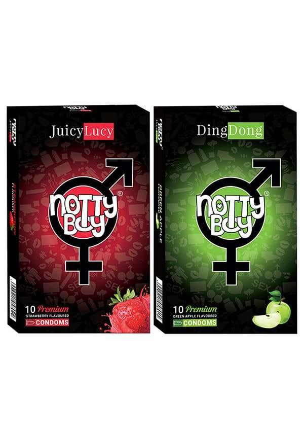 Strawberry and Green Apple Flavoured Condom (Set of 2, 20 Sheets)