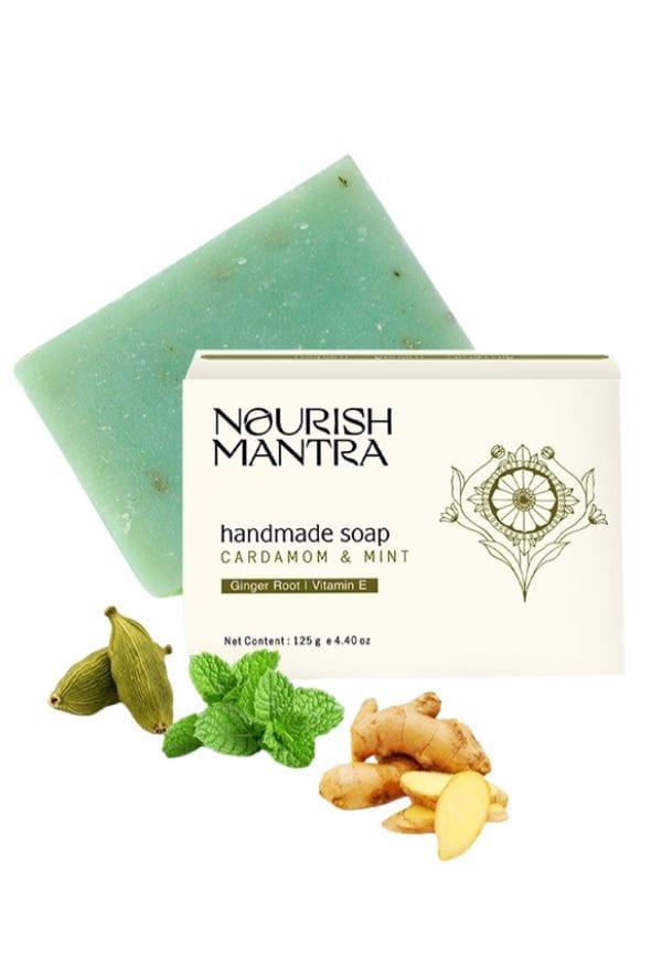 Cardamom & Mint Handmade Bathing Bar Soap for Moisturized and Smooth Skin - 125 gm