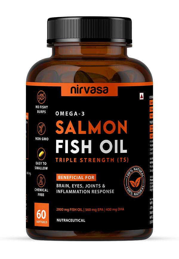 Omega 3 Salmon Fish Oil (Triple Strength) Softgels | For Heart, Brain & Bones