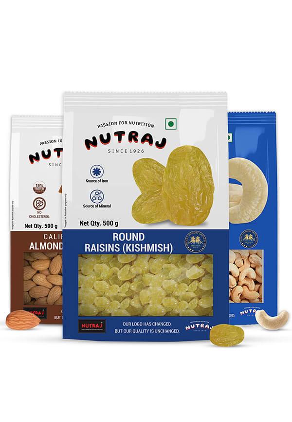 Dry Fruit Combo Pack Almond, Cashew, Round Raisins