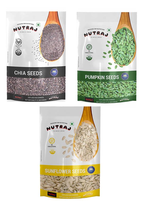 Seeds Combo Pack Pumpkin Seeds, Chia Seeds, Sunflower Seeds