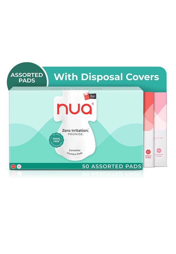 Nua Complete Comfort 25XL+ & 25XL With Disposal Covers 25 Heavy Flow & 25 Medium Flow Sanitary Pad