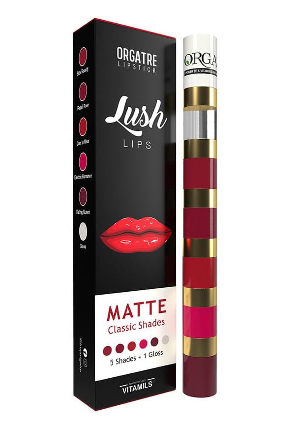 Lush Lips 6 in 1 Matte Classic Lipstick With Gloss