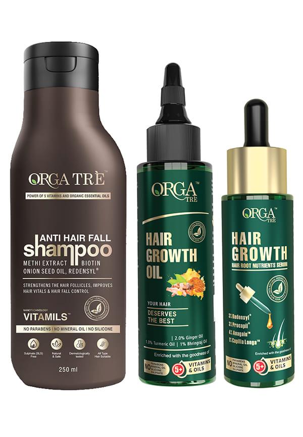 Advanced Hair Growth Trio| Hair Growth Oil & Hair Growth Serum & Anti Hair fall Shampoo Combo Pack
