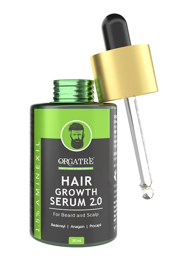 Hair Growth Serum 2.0 For Beard & Scalp Reduces Hairfall & Hair Thinning, Contains 1.5% Aminexil, Redensyl, Anagain & Procapil
