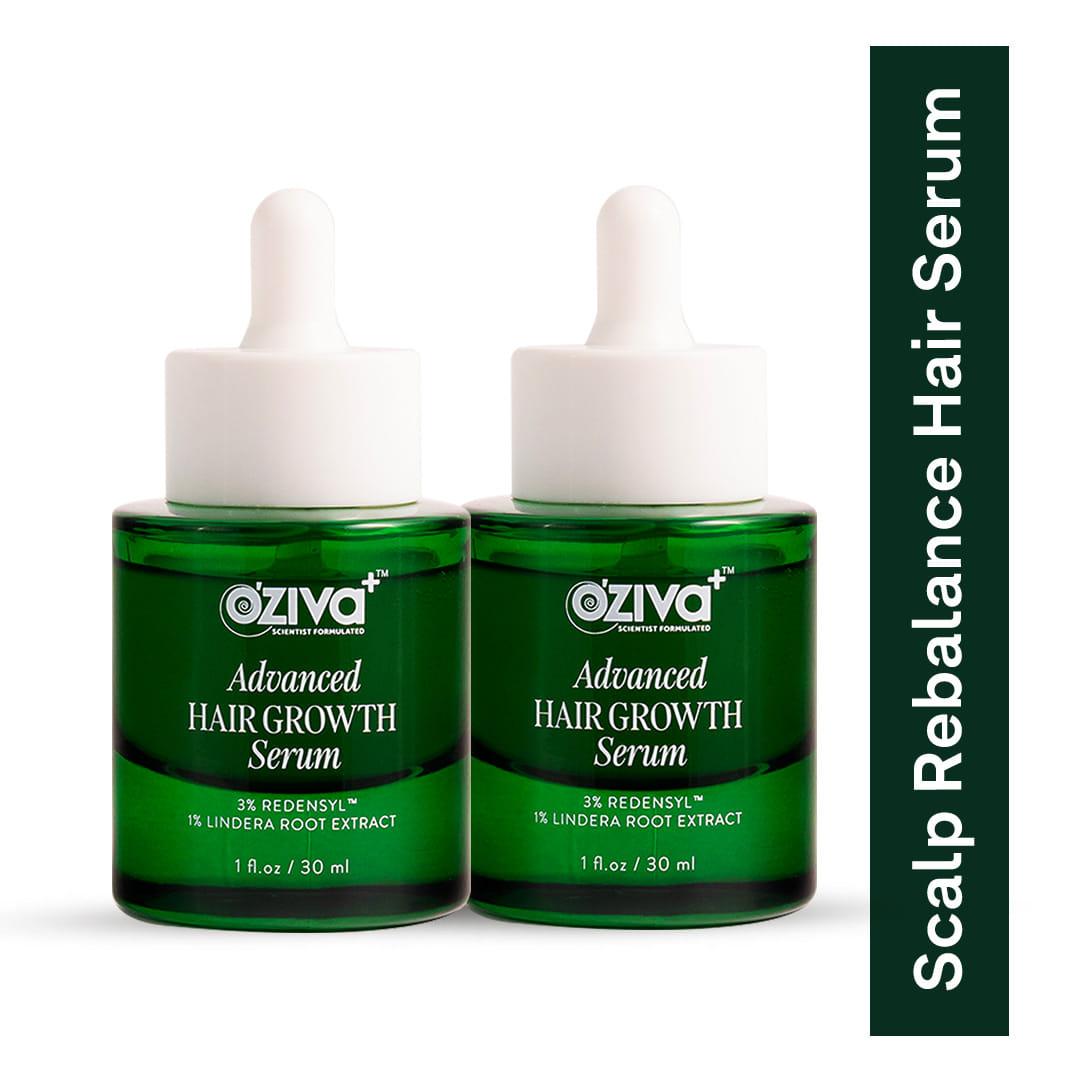 OZiva Advanced Hair Growth Serum to Rebalance Scalp Microbiome 30 ml , (Pack of 2)