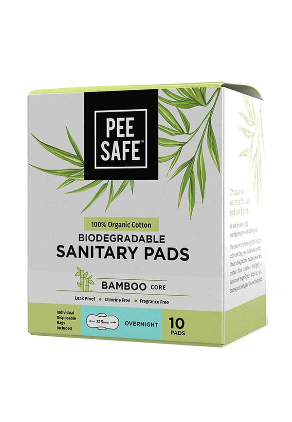 Organic Cotton Biodegradable Sanitary Pads, Overnight