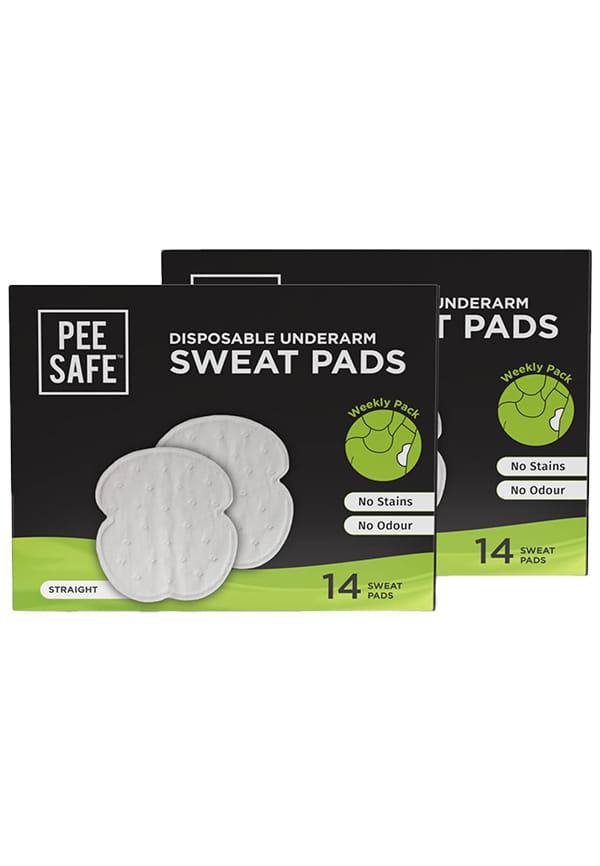 Pee Safe Disposable Underarm Sweat Pads (Straight) For Men & Women - Prevent Stains & Absorb Sweat (14pcs)