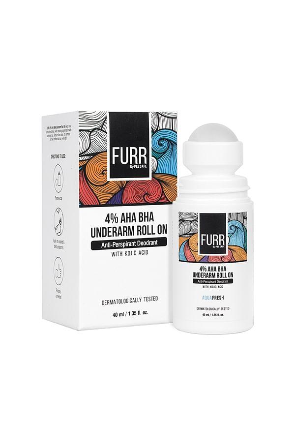 FURR 4% AHA BHA Underarm Roll On with Kojic Acid, Helps Reduce Pigmentation