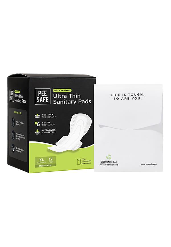 Pee Safe Ultra Thin Cottony Soft & Rash Free Sanitary Pads - XL