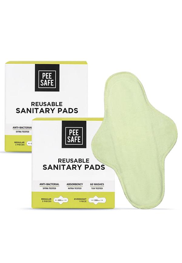 Reusable Sanitary Pads | Lasts Up To 60 Washes | 6 Regular+2 Overnight Pad