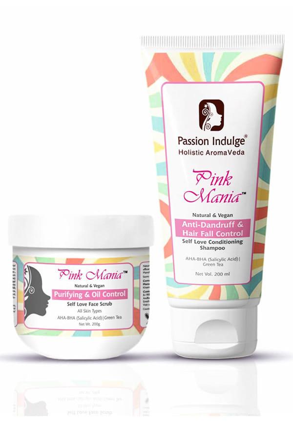 Pink Mania Face Scrubb & Anti-Dandruff & Hair Fall Control Shampoo