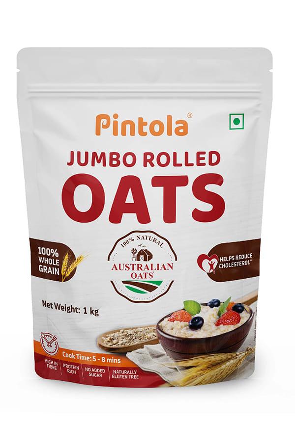Oats, 100% JUMBO Rolled Oats, Wholegrain, Gluten Free, High Fibre & Protein