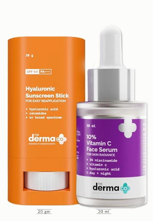 Hyaluronic Sunscreen Stick with SPF 60 & PA++++ & 10% Vitamin C Face Serum