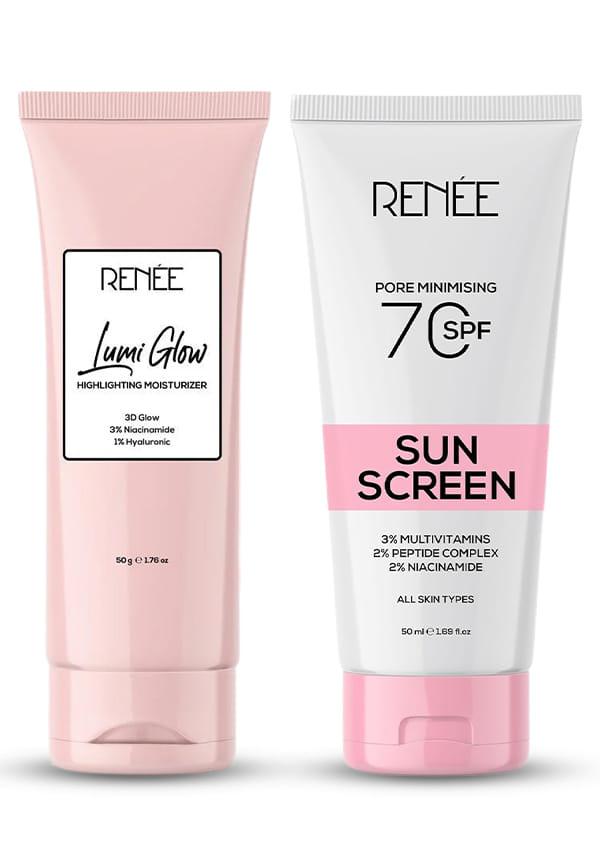 Sun-Kissed Radiance Kit: Lumi Glow Cream + Pore Minimizing Sunscreen SPF 70 PA++++ Face Gel