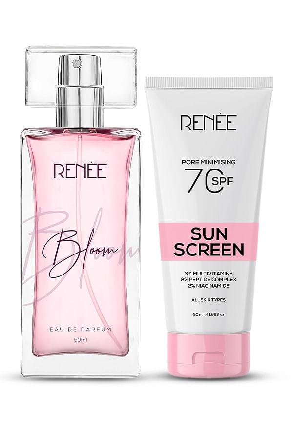 Fresh Face & Floral Mist Kit: Eau De Parfum Bloom + Pore Minimizing Sunscreen SPF 70 PA++++ Face Gel