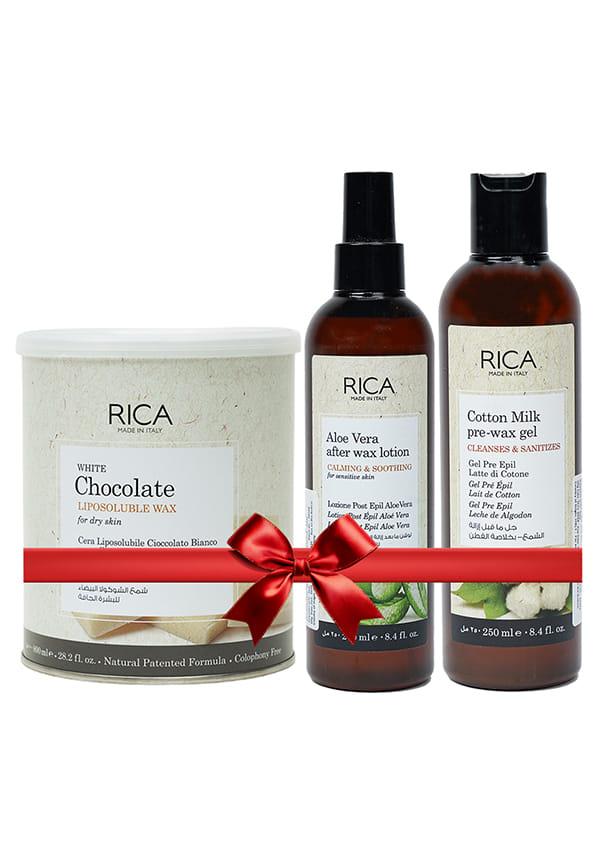 White Chocolate Liposoluble Hair Removal Wax & Cotton Milk Pre-Waxing Gel & Aloe Vera After Wax Lotion
