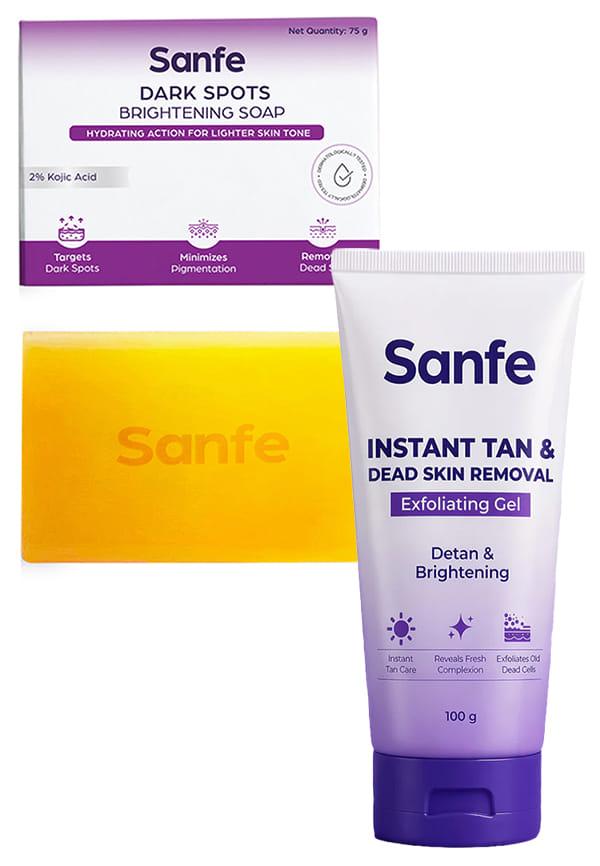 Instant Tan & Dead Skin Removal Exfoliating Gel & Dark Spots Brightening Syndet Soap