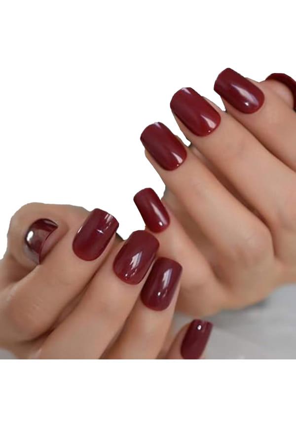 Instant Stick On Nails - Bloody Marry | 24 Reusable Artificial Fake Nail Set/Extensions | Quick, Lightweight, Salon Look, Lasts upto 3 weeks | For Fe