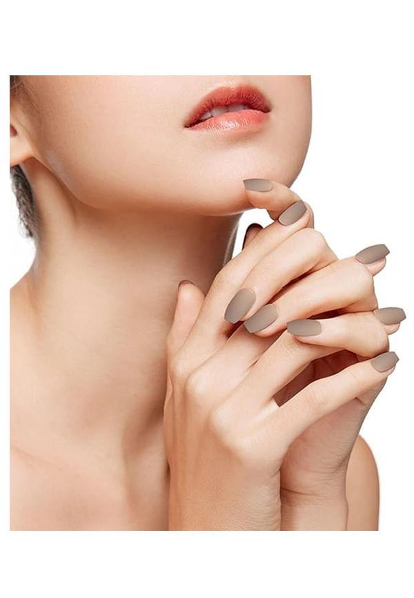 Instant Stick On Nails - Classic Coffee | 24 Reusable Artificial Fake Nail Set/Extensions | Quick, Lightweight, Salon Look, Lasts upto 3 weeks | For 