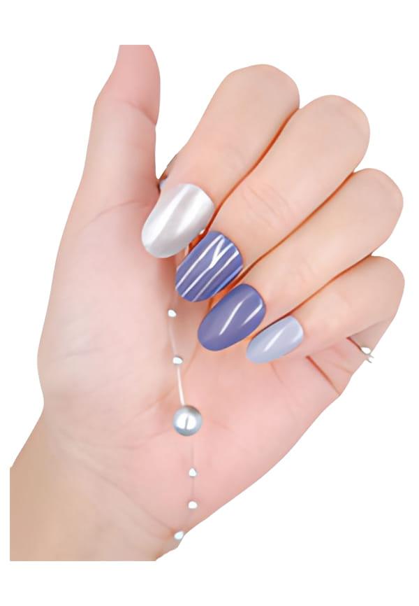 Instant Stick On Nails - Purple Chrome | 24 Reusable Artificial Fake Nail Set/Extensions | Quick, Lightweight, Salon Look, Lasts upto 3 weeks | For F