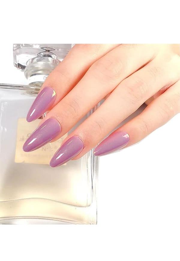 Instant Stick On Nails - Violet Chrome | 24 Reusable Artificial Fake Nail Set/Extensions | Quick, Lightweight, Salon Look, Lasts upto 3 weeks | For F