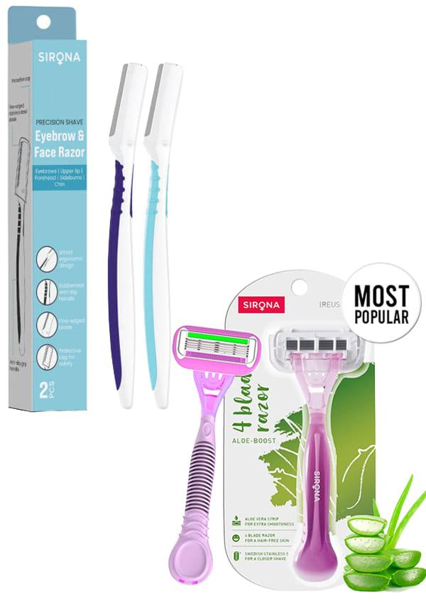 Eyebrow Face Razor & Aloe Hair Removal Razor