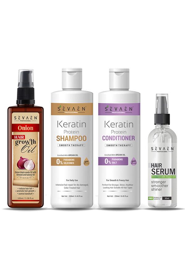 Full Hair care combo (hair growth oil+Keratin shampoo+ Keratin conditioner+ Hair serum