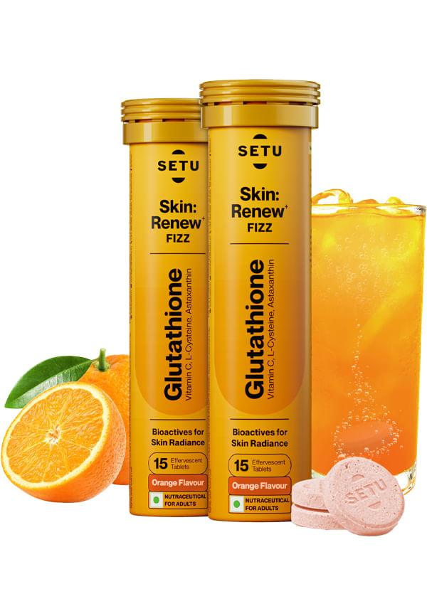 Skin Renew - Effervescent Tablets | Glutathione With Vitamin C, Gluta Fizz Orange Flavour